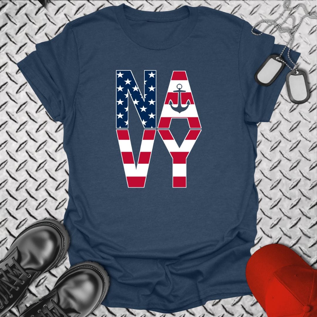 NavyHumor T-Shirt Heather Navy / S Navy - Bold Flag T-shirt