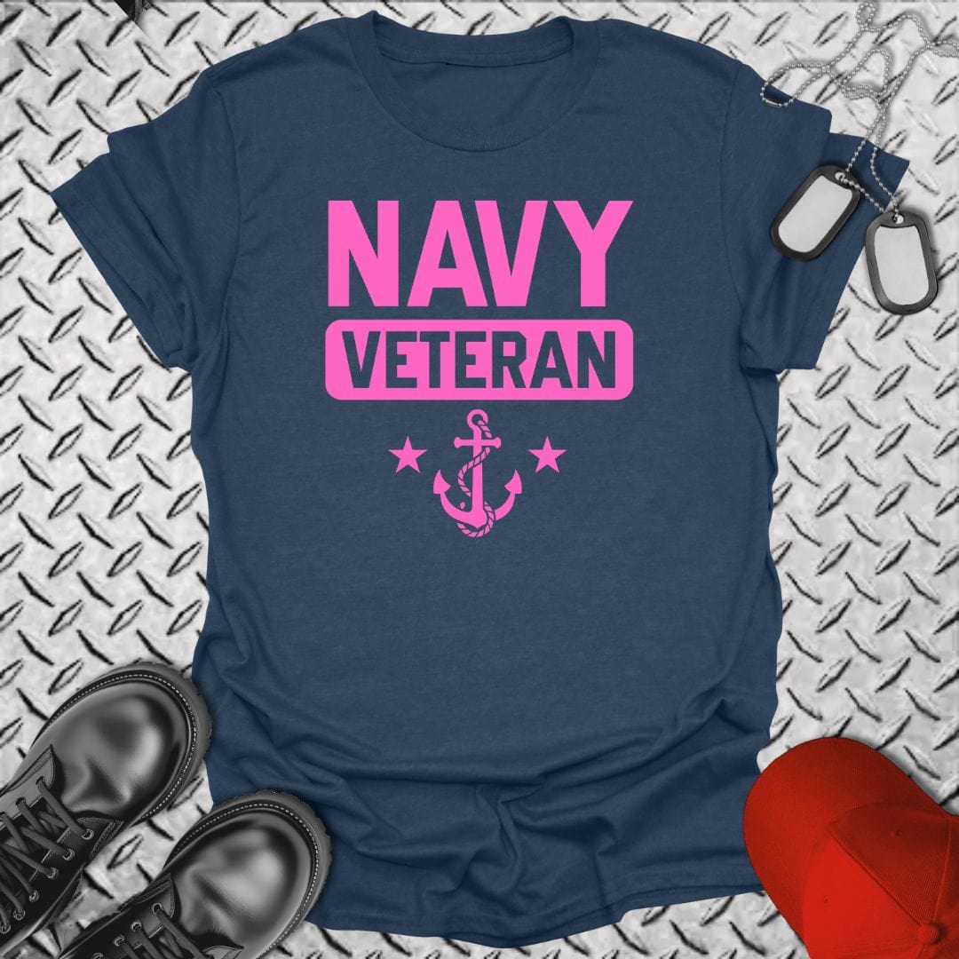 NavyHumor T-Shirt Heather Navy / S Navy Veteran (Pink Edition)  T-shirt