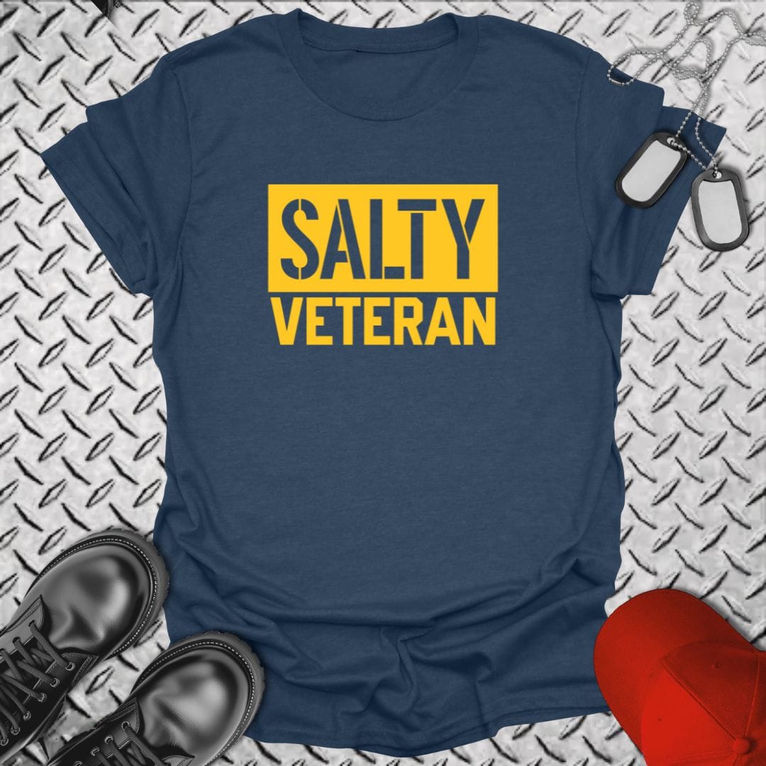 NavyHumor T-Shirt Heather Navy / S Salty Veteran - Block Style