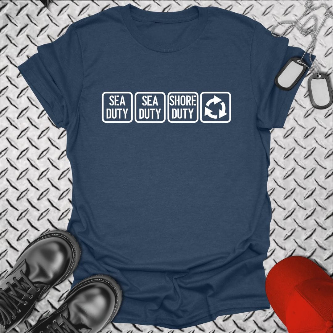 NavyHumor T-Shirt Heather Navy / S Sea Duty, Repeat T-shirt