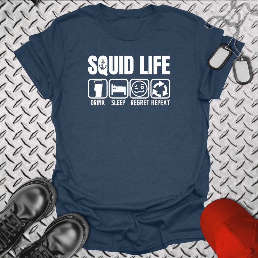 NavyHumor T-Shirt Heather Navy / S Squid Life - Repeat T-shirt