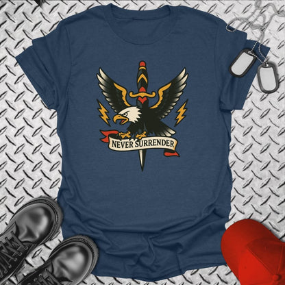 NavyHumor T-Shirt Heather Navy / S Tattoo - Never Surrender T-shirt