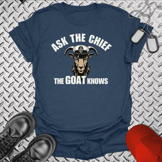 NavyHumor T-Shirt Heather Navy / S The Goat Knows - Ask the Chief T-shirt