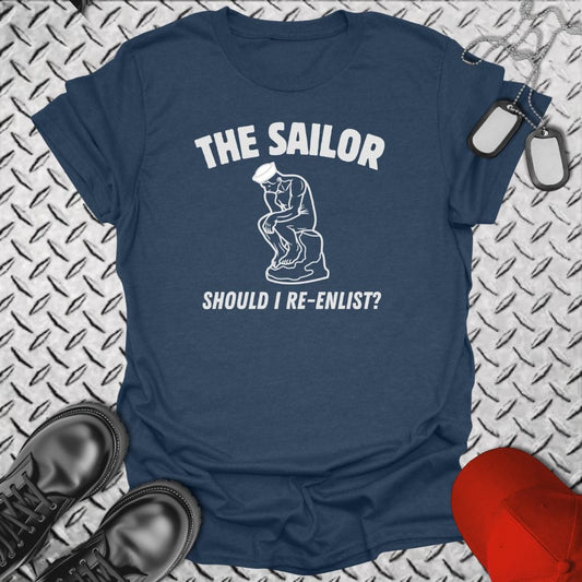 NavyHumor T-Shirt Heather Navy / S The (Sailor) Thinker T-shirt