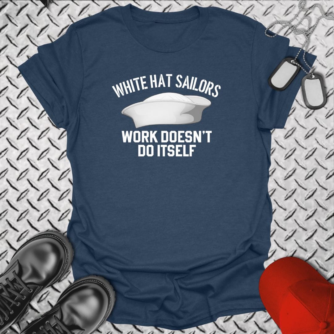 NavyHumor T-Shirt Heather Navy / S White Hat Sailors