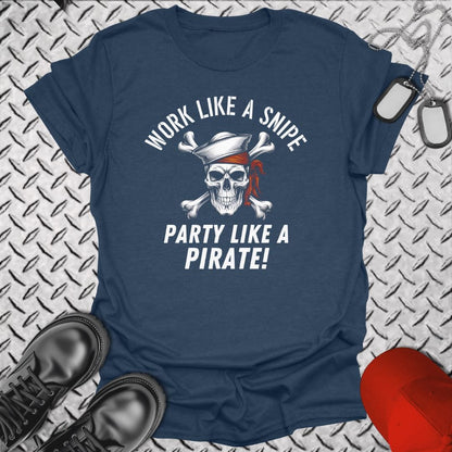 NavyHumor T-Shirt Heather Navy / S Work Like a Snipe, Party Like a Pirate T-shirt