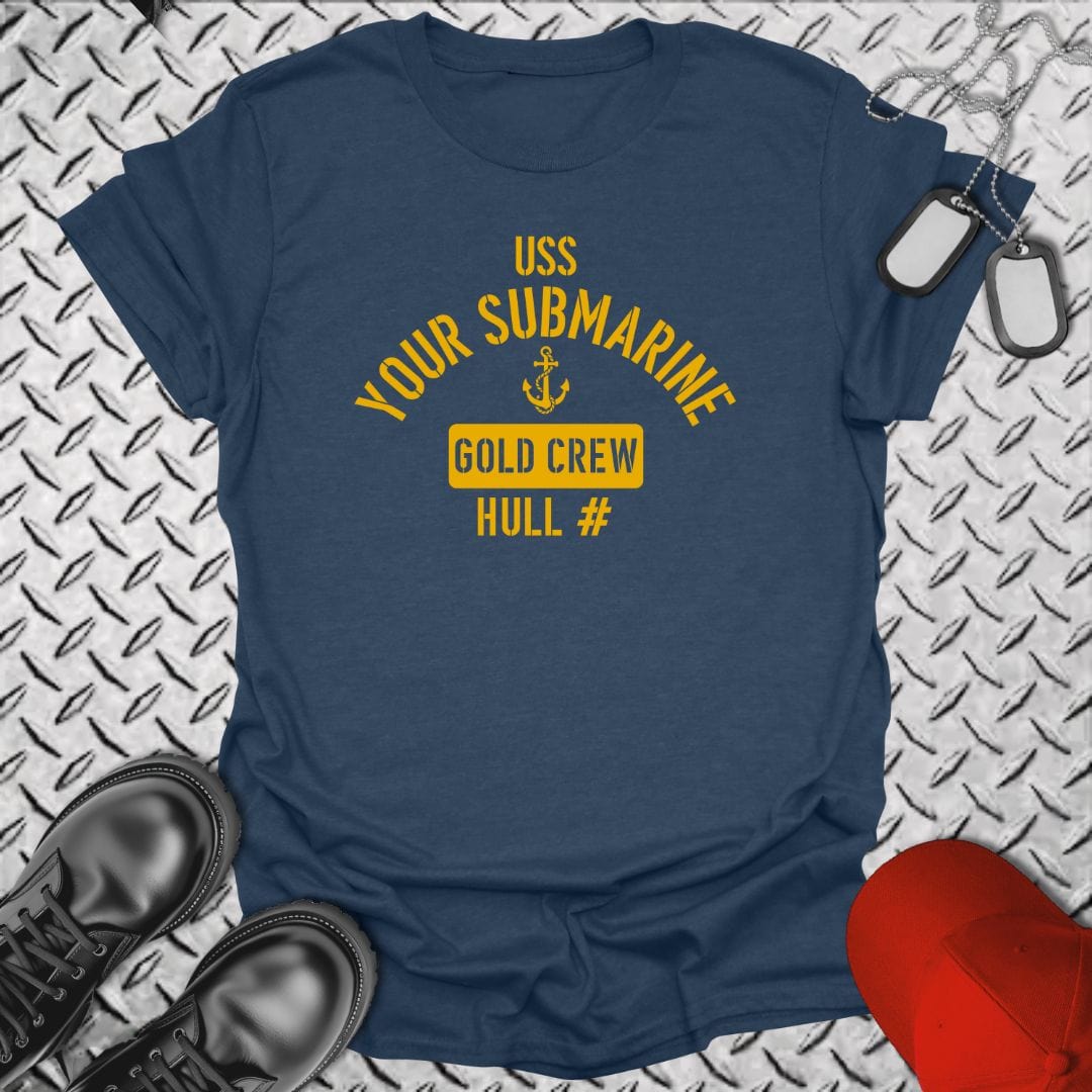 NavyHumor T-Shirt Heather Navy / S "Your Submarine" Gold Crew T-shirt