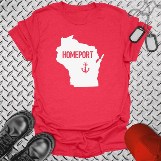 NavyHumor T-Shirt Heather Red / S Homeport Wisconsin T-shirt