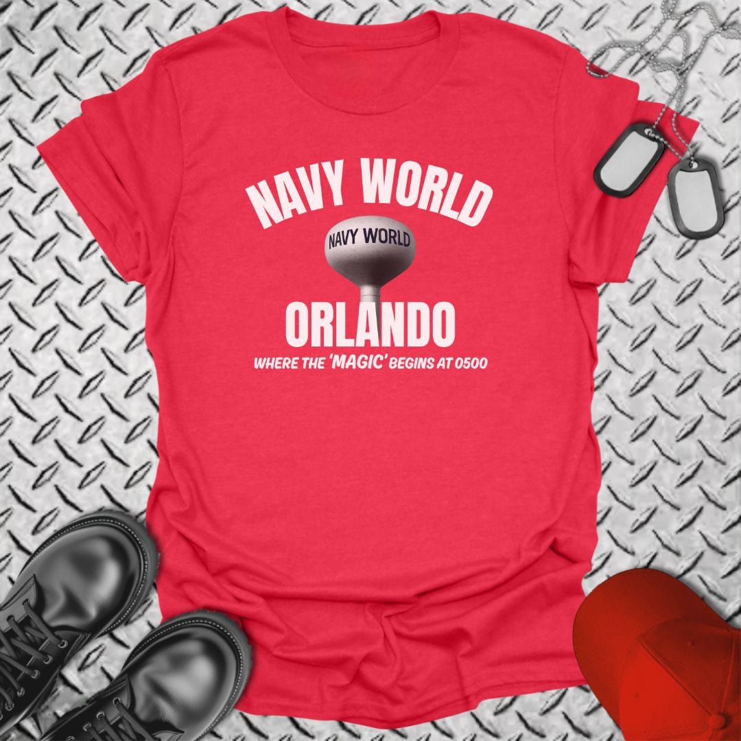 NavyHumor T-Shirt Heather Red / S Navy World Orlando T-shirt