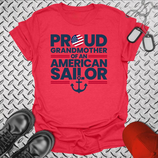 NavyHumor T-Shirt Heather Red / S Proud Grandmother of an American Sailor T-shirt