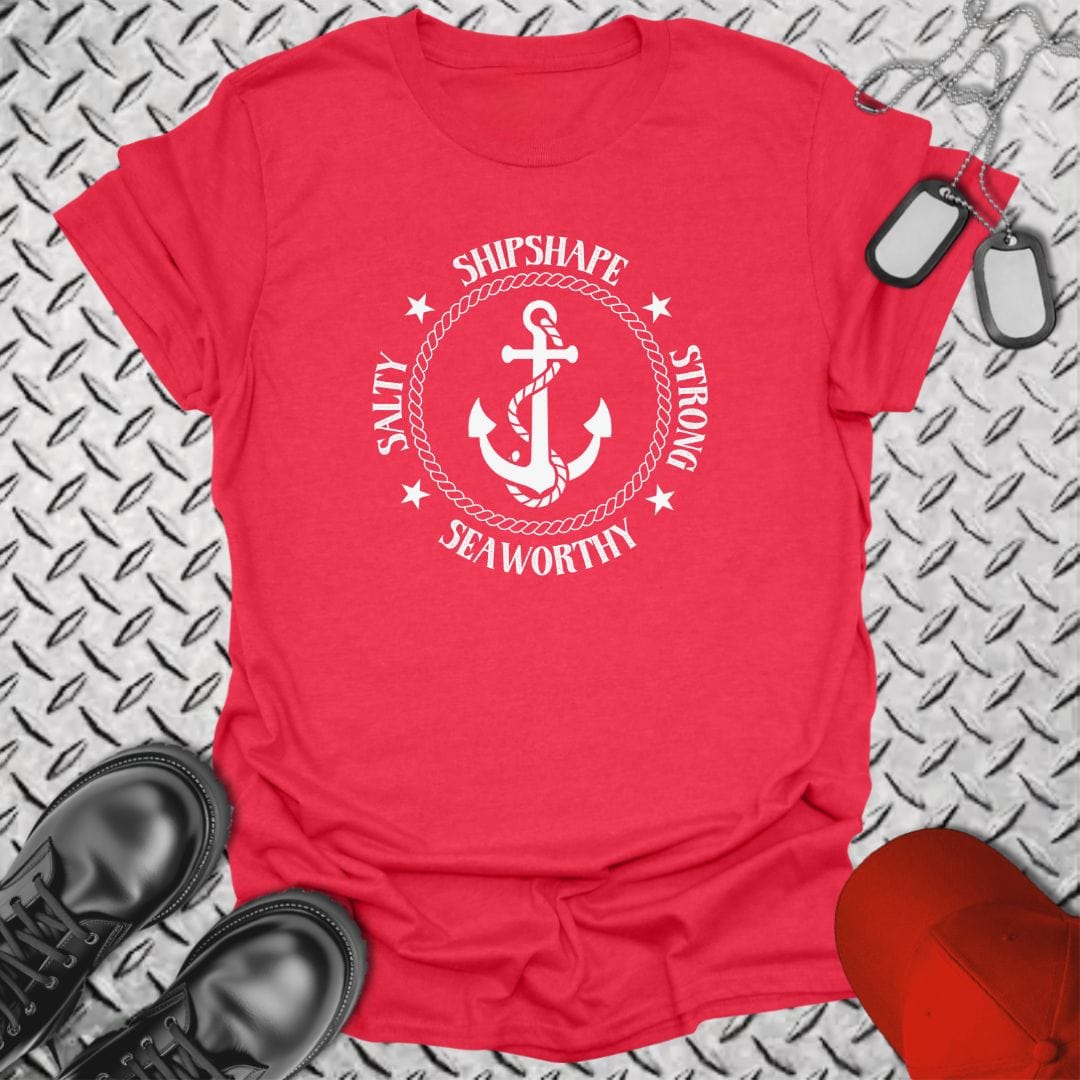 NavyHumor T-Shirt Heather Red / S Salty, Shipshape, Strong, Seaworthy T-shirt