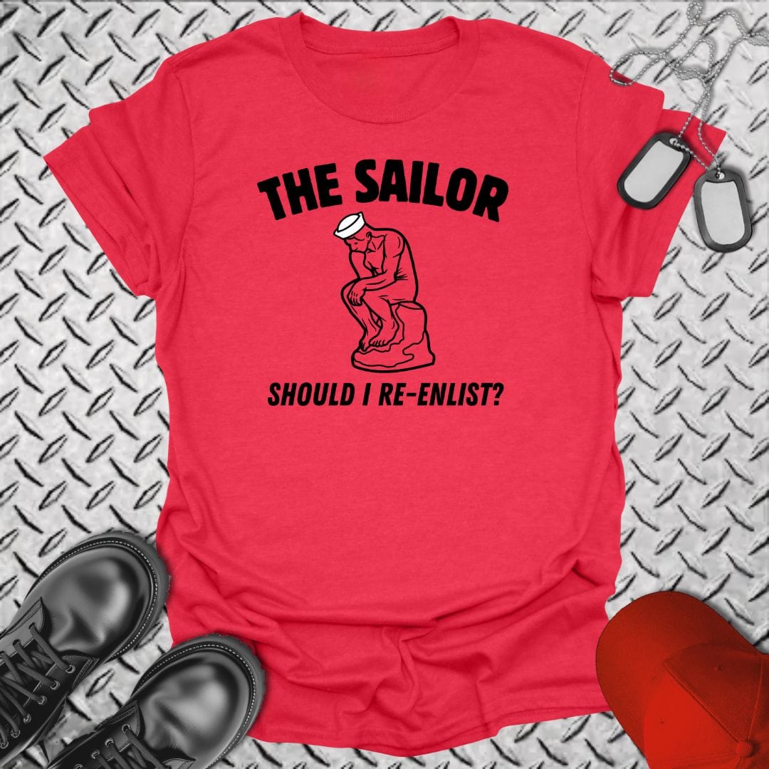 NavyHumor T-Shirt Heather Red / S The (Sailor) Thinker T-shirt