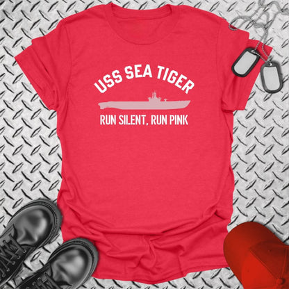 NavyHumor T-Shirt Heather Red / S USS Sea Tiger - Run Silent, Run Pink