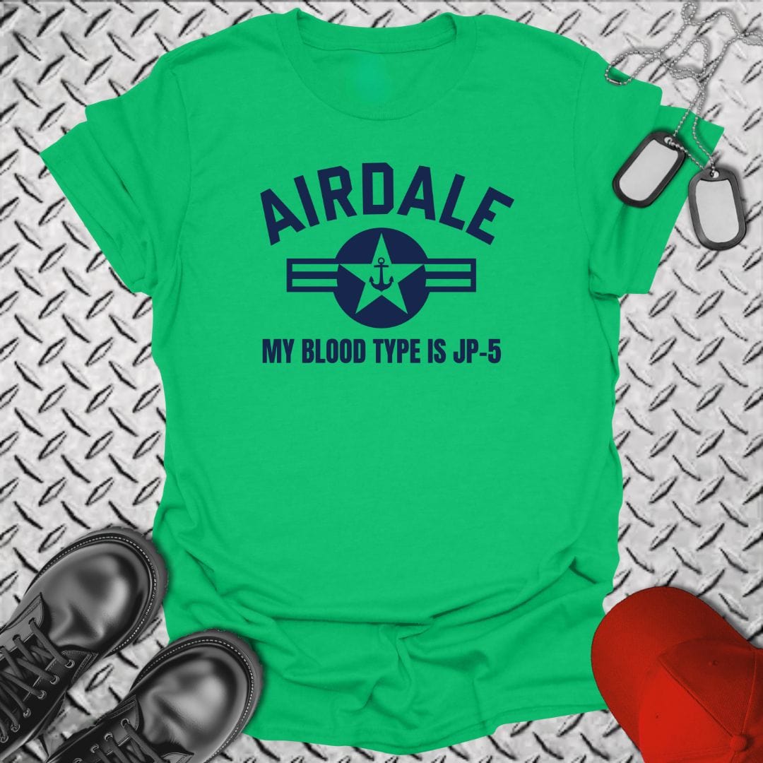 NavyHumor T-Shirt Irish Green / S Airdale - My Blood Type is JP-5 T-shirt