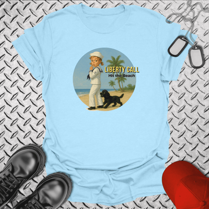 NavyHumor T-Shirt Light Blue / S Liberty Call - Hit the Beach T-shirt
