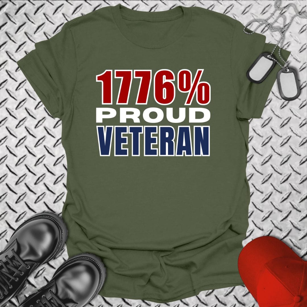 NavyHumor T-Shirt Military Green / S 1776% Proud Veteran T-shirt