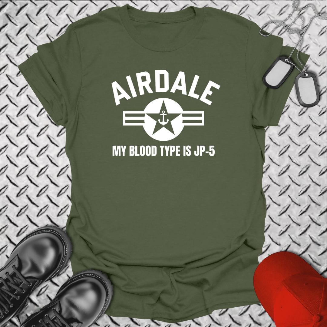 NavyHumor T-Shirt Military Green / S Airdale - My Blood Type is JP-5 T-shirt
