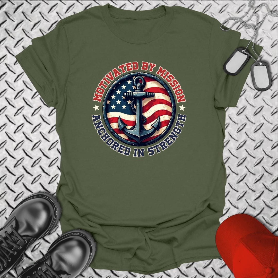 NavyHumor T-Shirt Military Green / S Anchored In Strength T-shirt