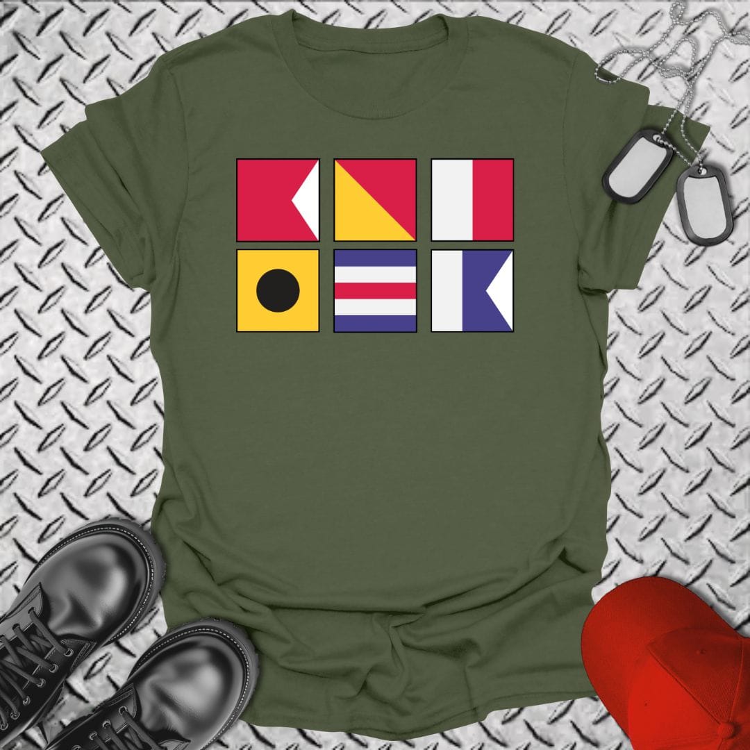 NavyHumor T-Shirt Military Green / S BOHICA - Bend Over... Signal Flag