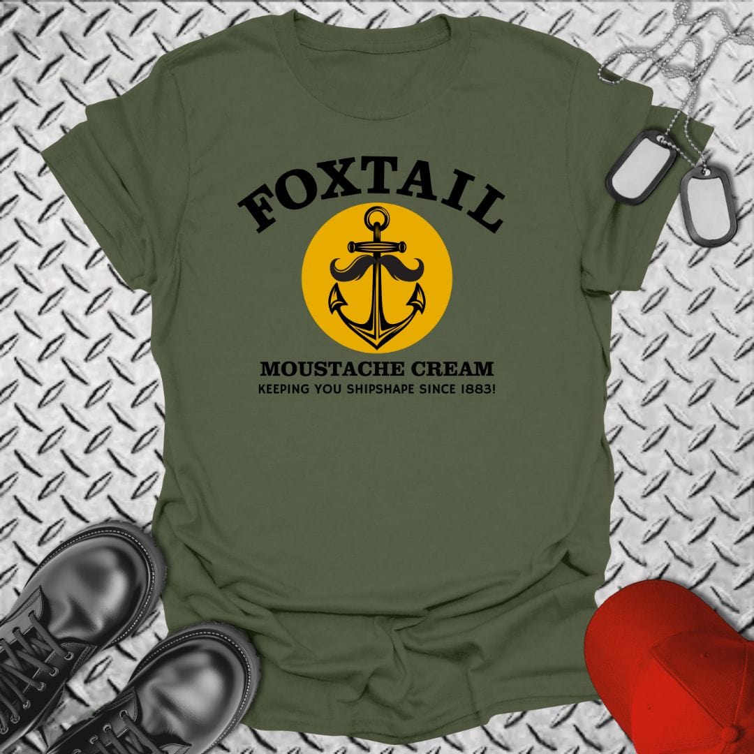 NavyHumor T-Shirt Military Green / S Foxtail Moustache Cream T-shirt