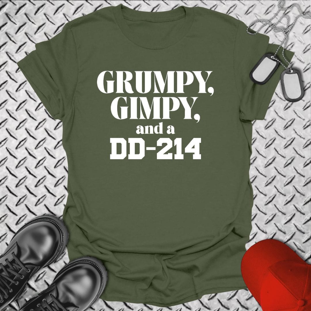 NavyHumor T-Shirt Military Green / S Grumpy, Gimpy, and a DD-214 T-shirt