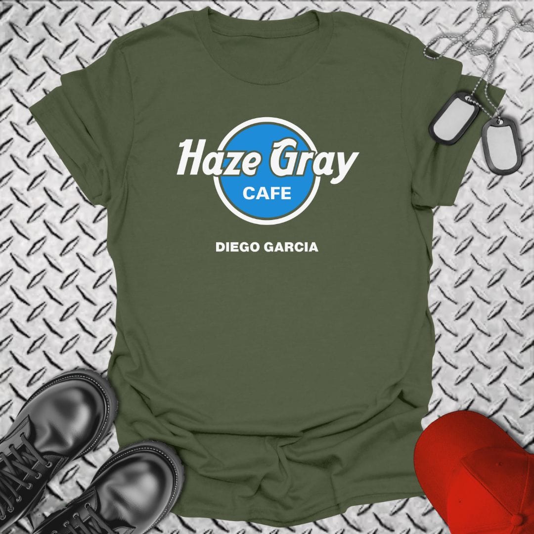 NavyHumor T-Shirt Military Green / S Haze Gray Cafe - Diego Garcia T-shirt