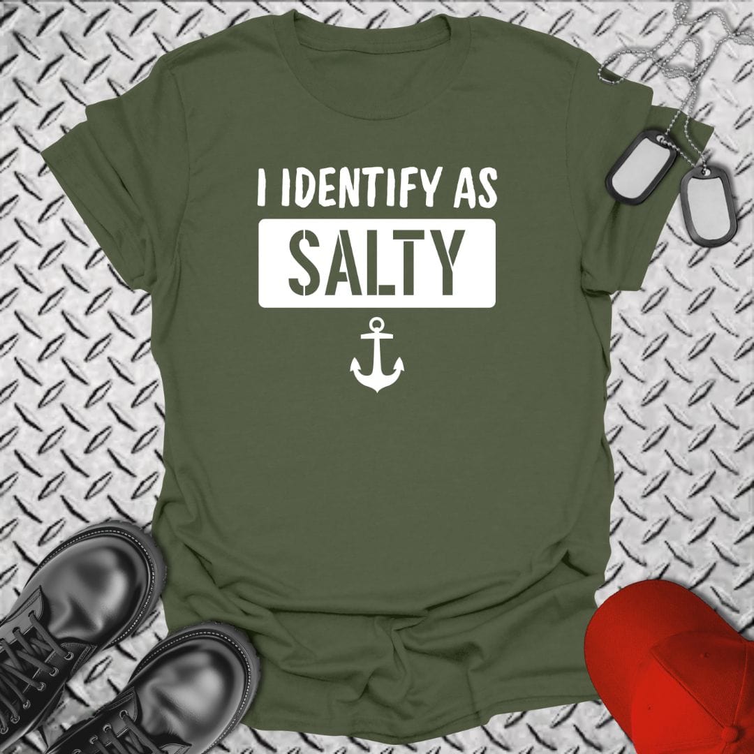 NavyHumor T-Shirt Military Green / S I Identify as Salty T-shirt