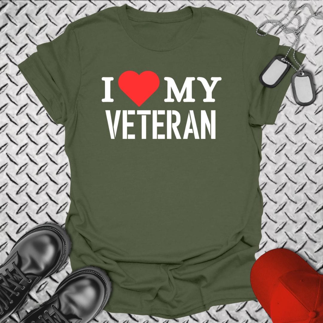 NavyHumor T-Shirt Military Green / S I Love My Veteran T-shirt