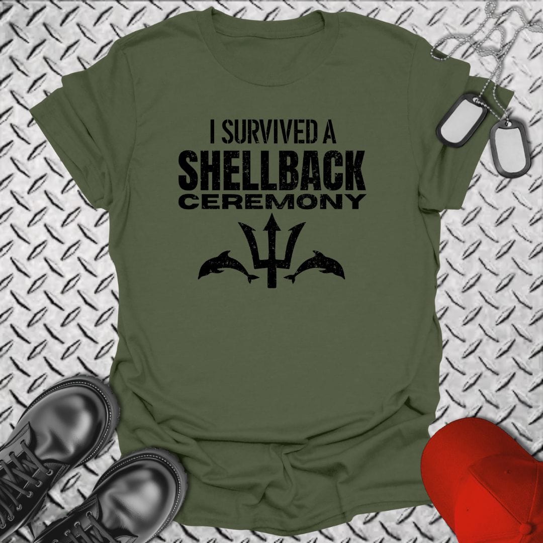 NavyHumor T-Shirt Military Green / S I Survived a Shellback Ceremony T-shirt