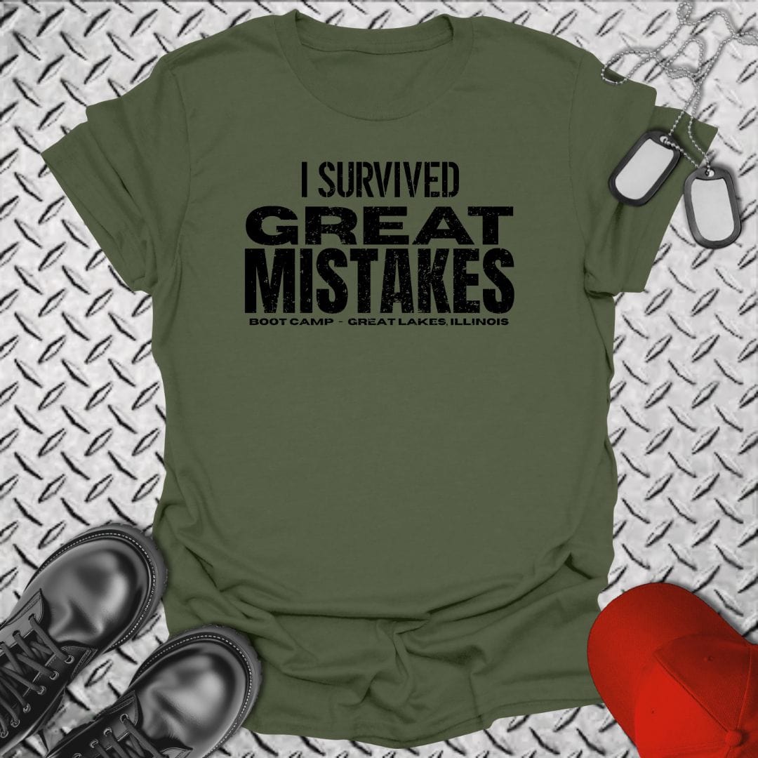 NavyHumor T-Shirt Military Green / S I Survived Great Mistakes T-shirt