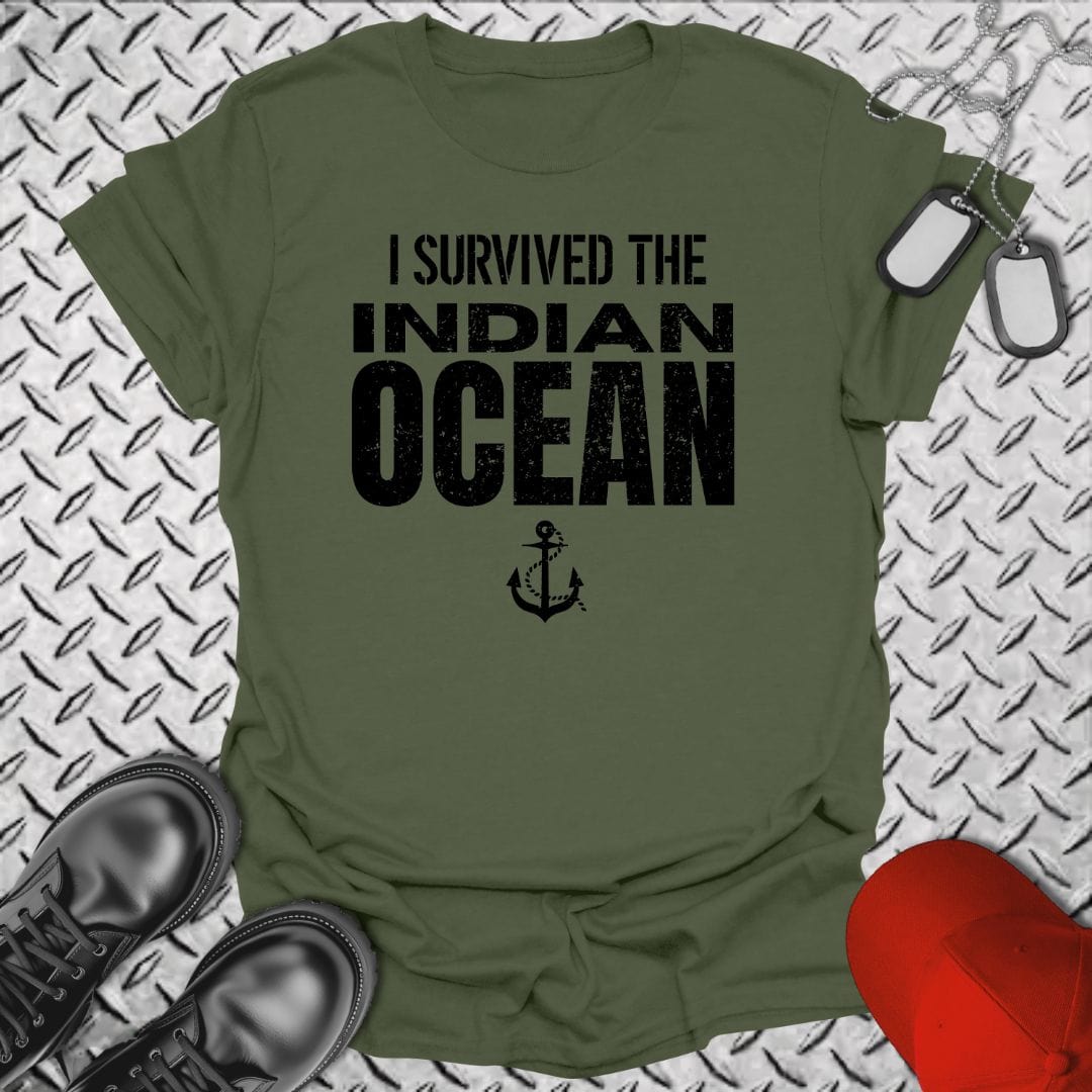 NavyHumor T-Shirt Military Green / S I Survived the Indian Ocean T-shirt