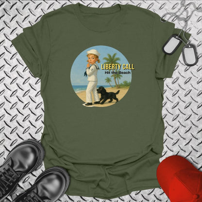 NavyHumor T-Shirt Military Green / S Liberty Call - Hit the Beach T-shirt