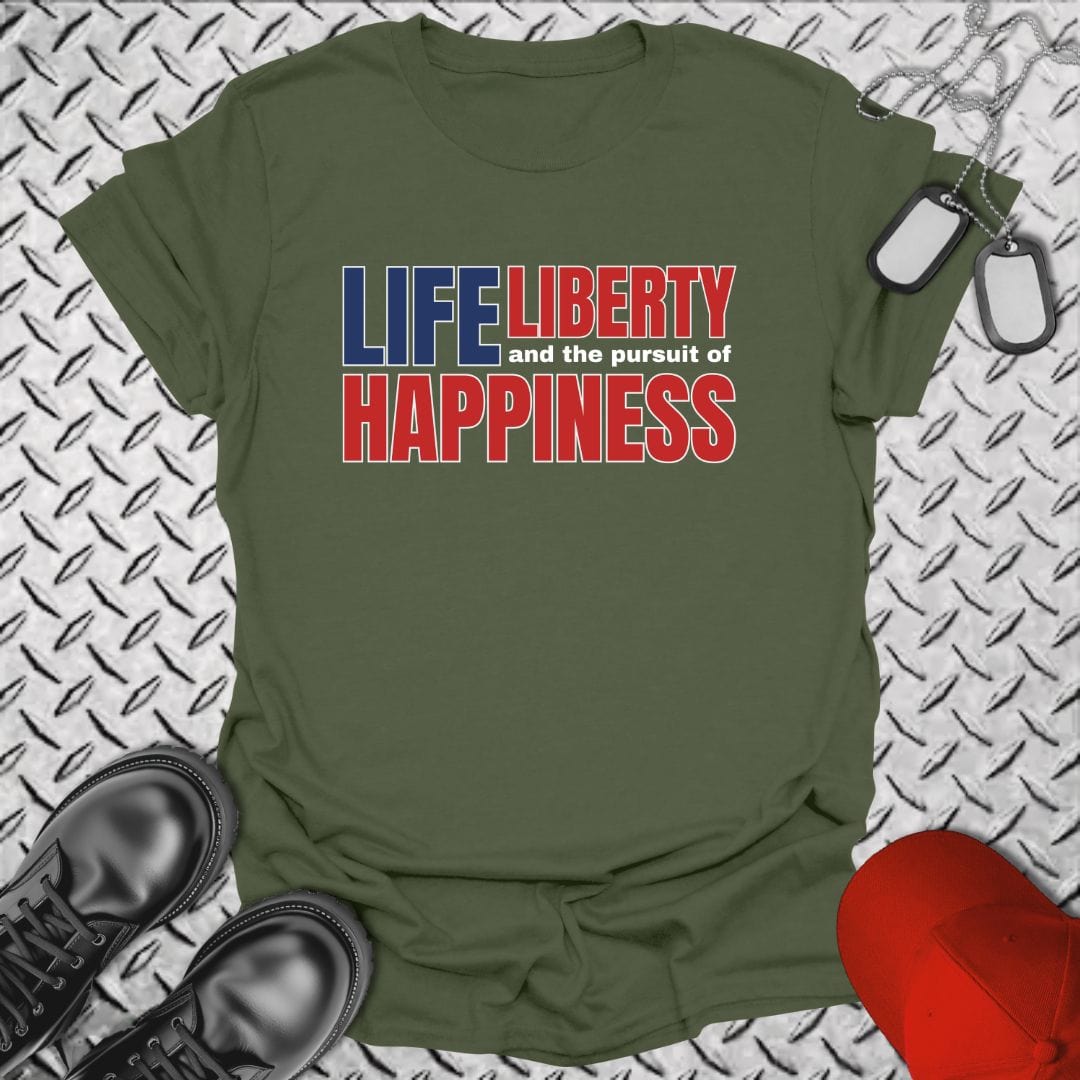 NavyHumor T-Shirt Military Green / S Life, Liberty, Happiness T-shirt
