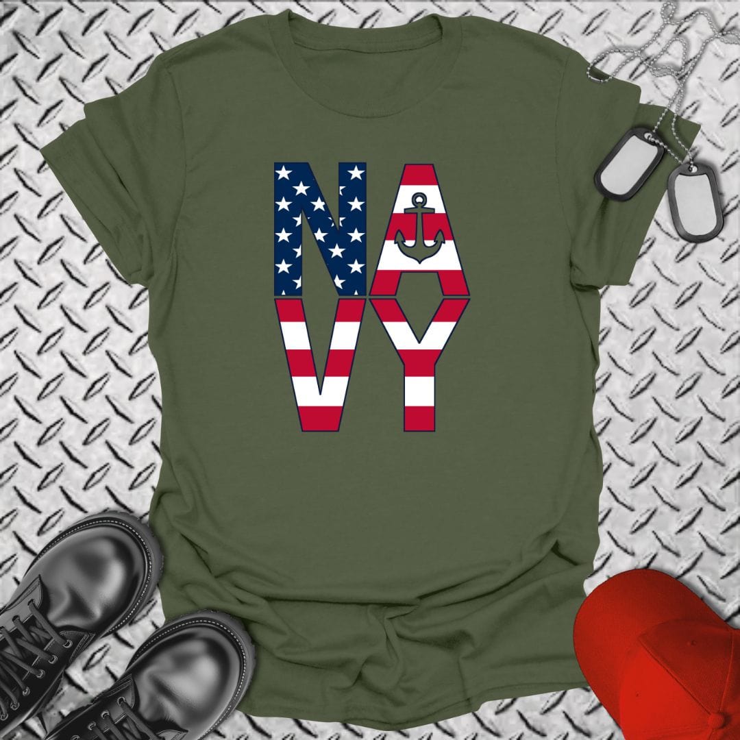 NavyHumor T-Shirt Military Green / S Navy - Bold Flag T-shirt