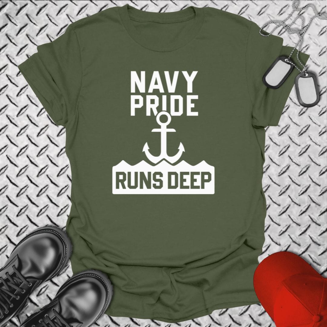 NavyHumor T-Shirt Military Green / S Navy Pride Runs Deep T-shirt