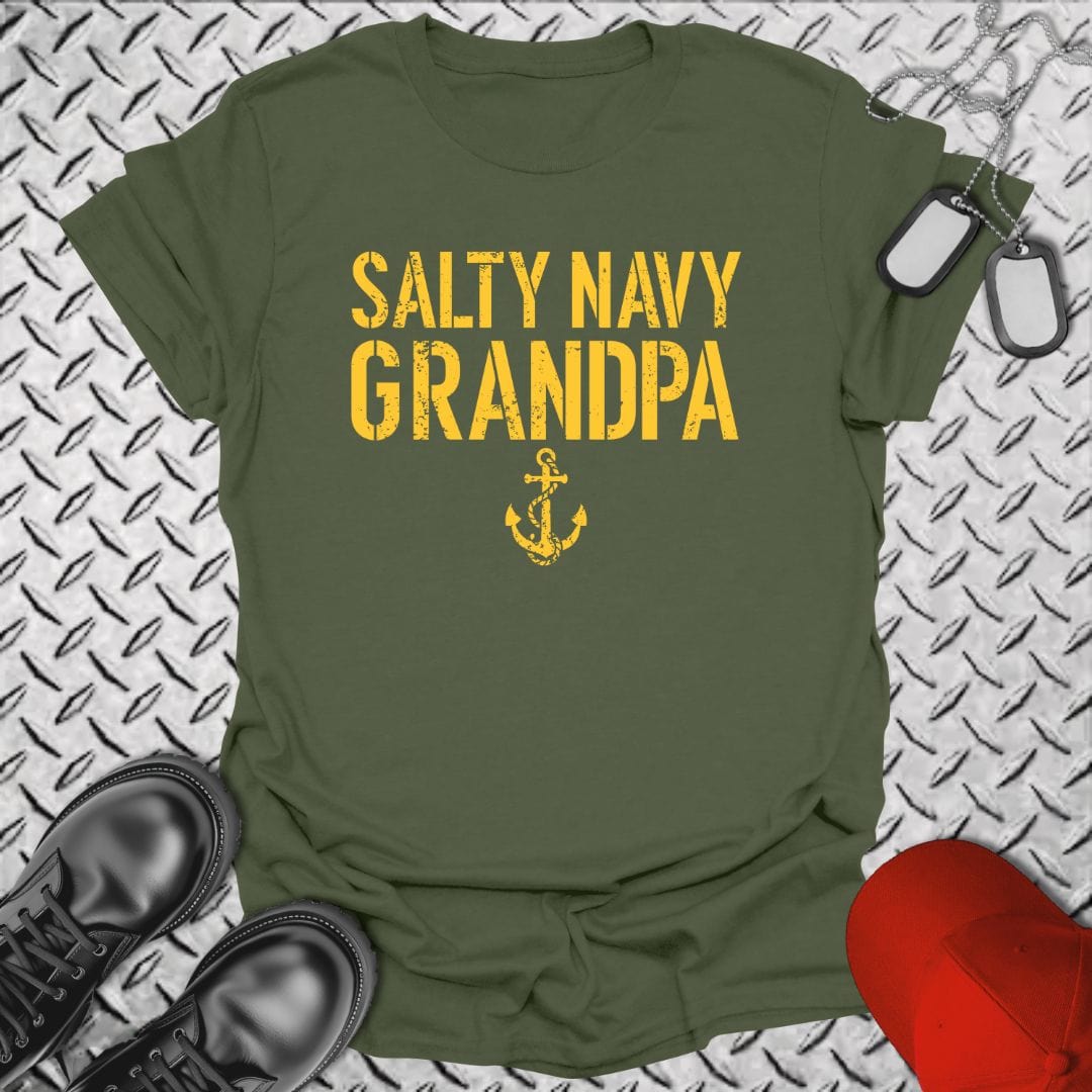 NavyHumor T-Shirt Military Green / S Salty Navy Grandpa T-shirt