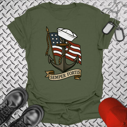 NavyHumor T-Shirt Military Green / S Tattoo - Semper Fortis T-shirt