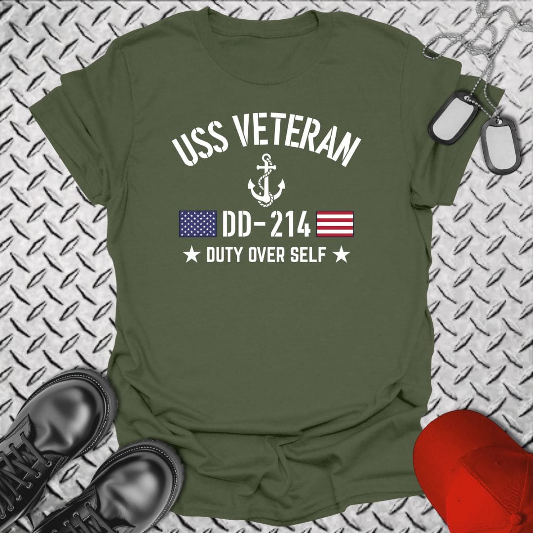 NavyHumor T-Shirt Military Green / S USS Veteran - Duty Over Self T-shirt