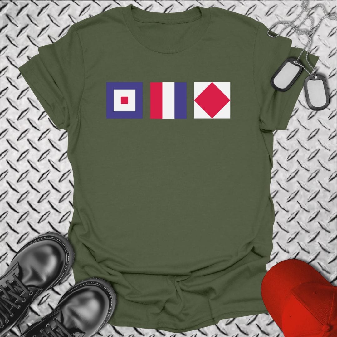 NavyHumor T-Shirt Military Green / S Whiskey Tango Foxtrot Semaphore T-shirt