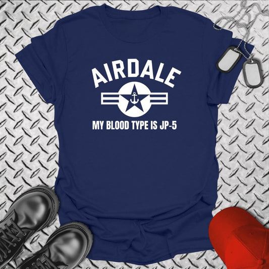 NavyHumor T-Shirt Navy / S Airdale - My Blood Type is JP-5 T-shirt