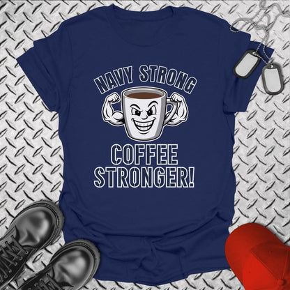 NavyHumor T-Shirt Navy / S Coffee Stronger! T-shirt