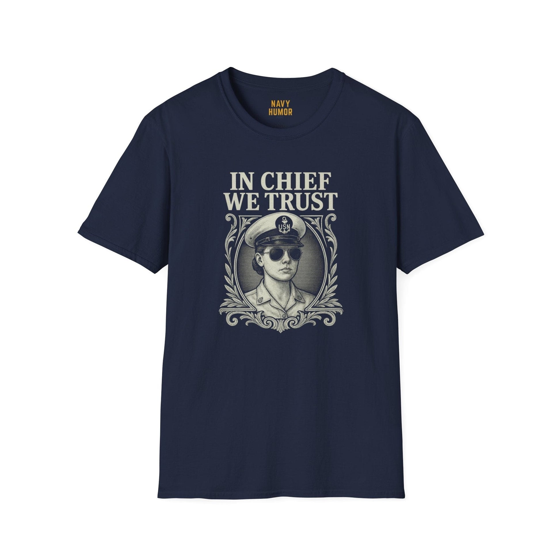 NavyHumor T-Shirt Navy / S In Chief We Trust - Female T-shirt