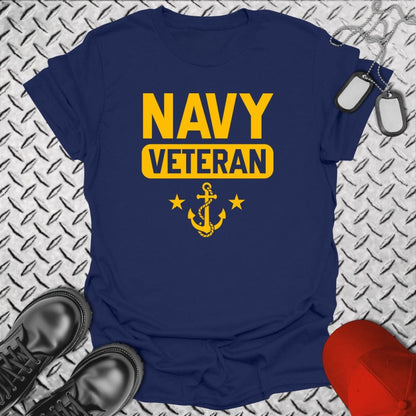 NavyHumor T-Shirt Navy / S Navy Veteran - Anchor and Stars T-shirt