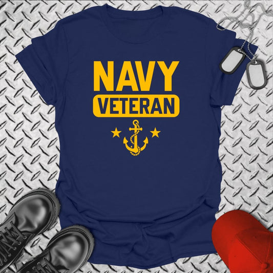 NavyHumor T-Shirt Navy / S Navy Veteran - Anchor and Stars T-shirt