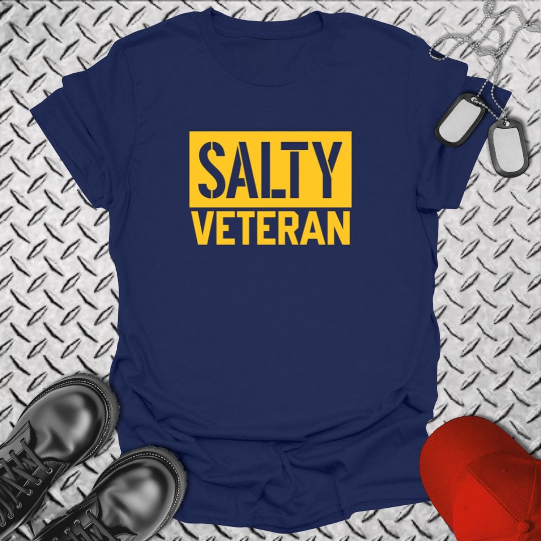 NavyHumor T-Shirt Navy / S Salty Veteran - Block Style