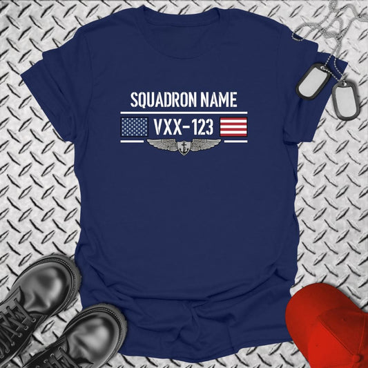 NavyHumor T-Shirt Navy / S "Your Squadron" Flag and Wings T-shirt