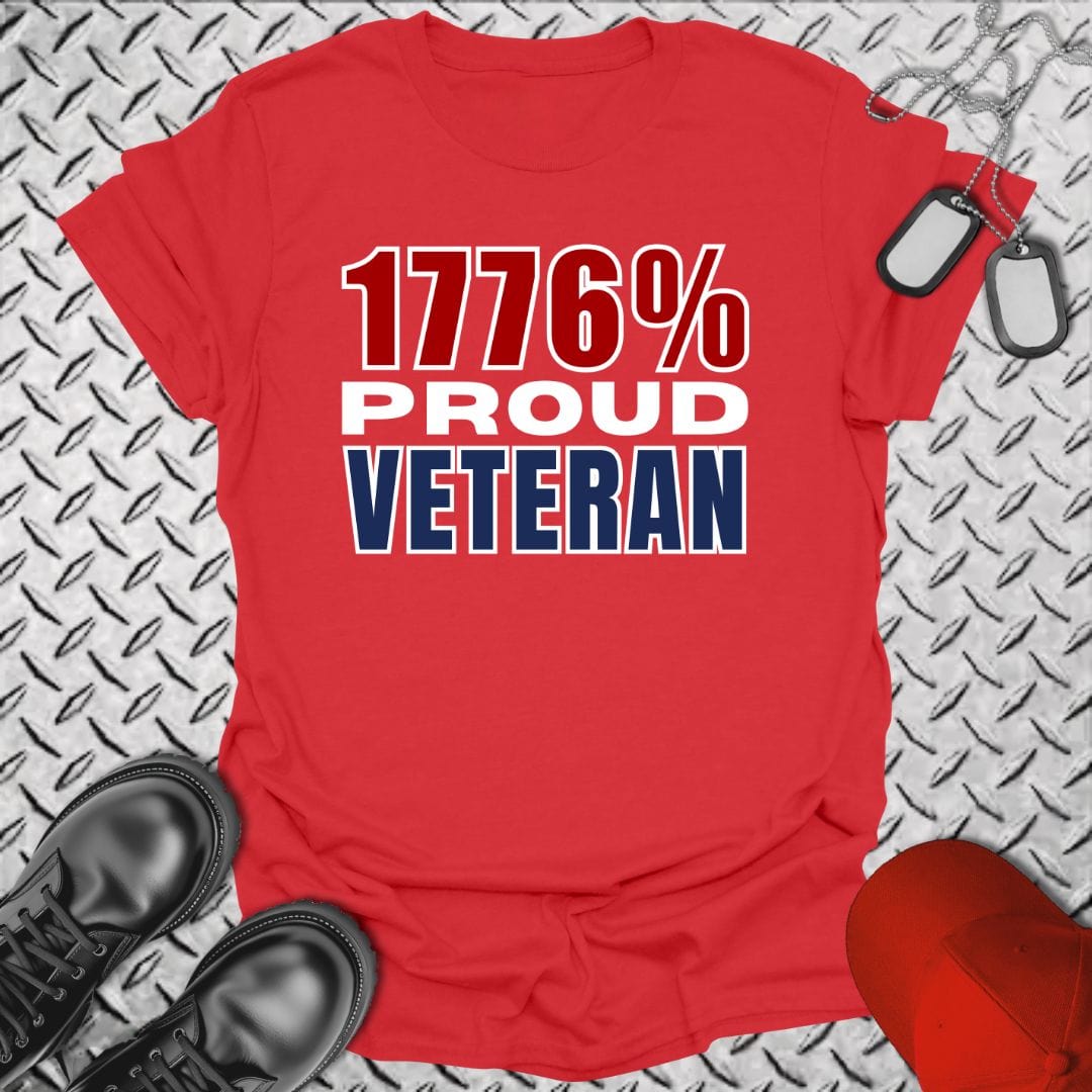 NavyHumor T-Shirt Red / S 1776% Proud Veteran T-shirt