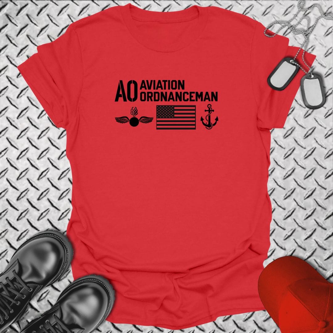 NavyHumor T-Shirt Red / S AO - Flag & Anchor