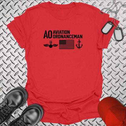 NavyHumor T-Shirt Red / S AO - Flag & Anchor