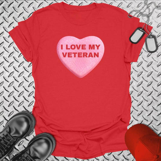 NavyHumor T-Shirt Red / S Love My Veteran Candy Heart